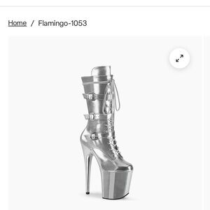 Pleasers Silver Platform Lace-Up Boots 8” size 8